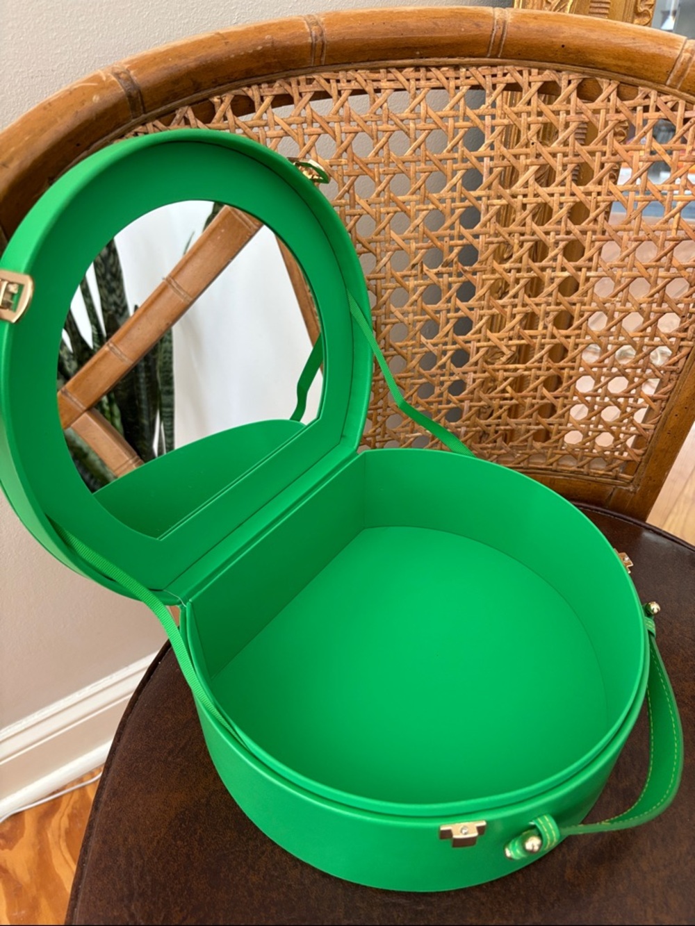 Tata Harper Emerald Green Round Top-Handle Cosmetic Case - Picture 2 of 9